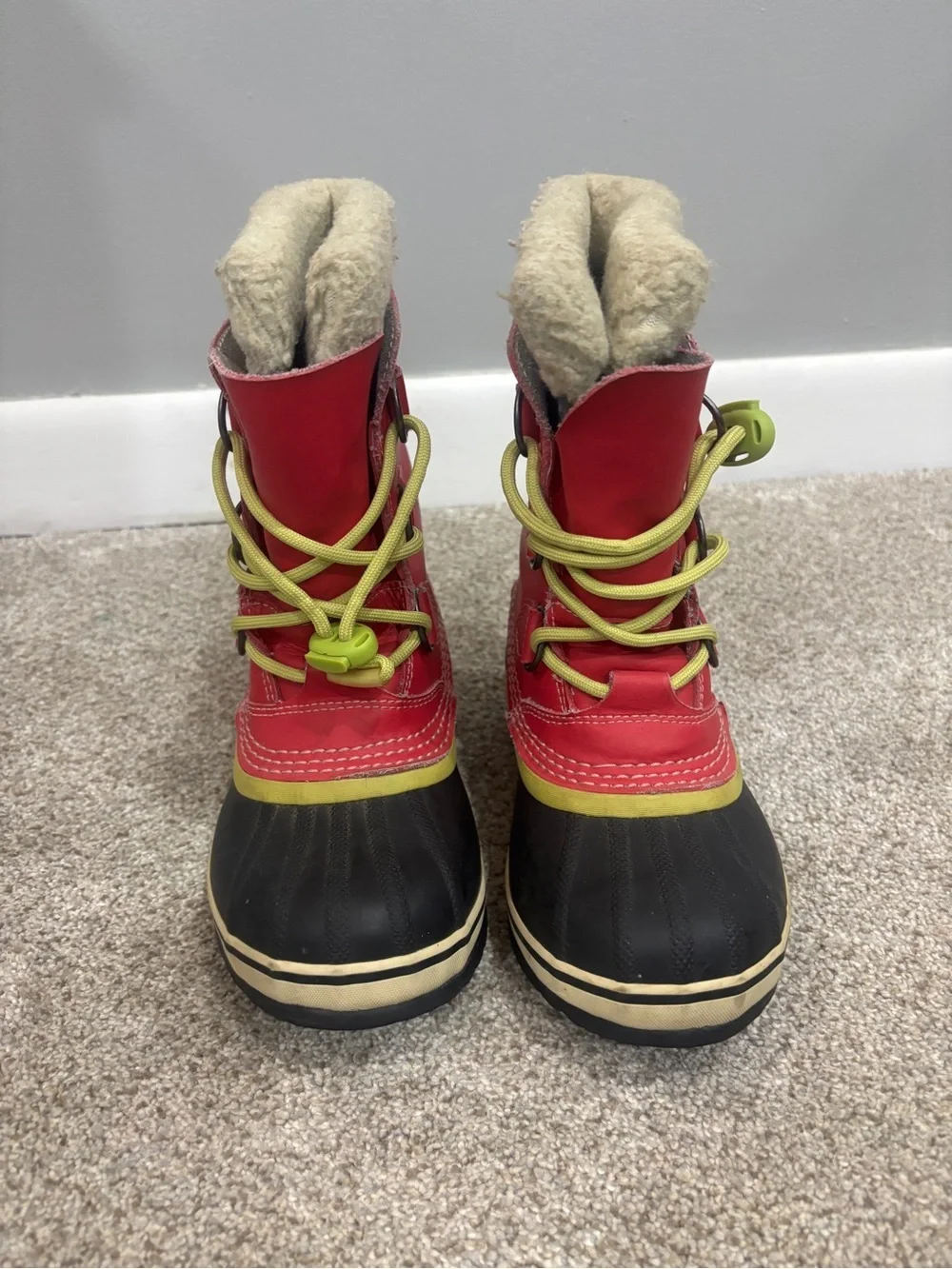 Sorel Girls Yoot Pac Hot Pink/Lime Snow Winter Boots Size 1